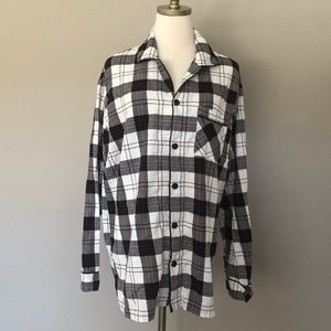 Large Men's Sleep Shirt White Black Red Plaid Long Sleeve Wondershop at Target
